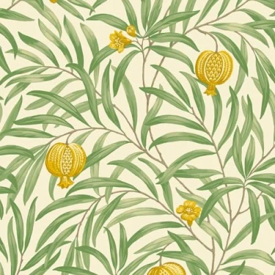Image of Belgravia Decor Pomegranate Yellow Green Wallpaper 9612 Leaf Foliage
