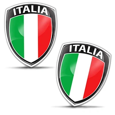 Image of Biomar Labs® 2 x 3D Domed Silicone Badge Stickers Decal Emblem Car Motorcycle Helmet Italy Italian National Flag F 148