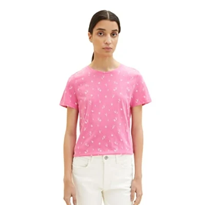 Image of TOM TAILOR Women&#039;s 1037400 T Shirt with Pattern, 32689 Pink Mixed Flower Design, XL