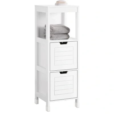 Image of Bathroom Storage Cabinet Unit with 1 Shelf and 2 Drawers FRG127 W Sobuy