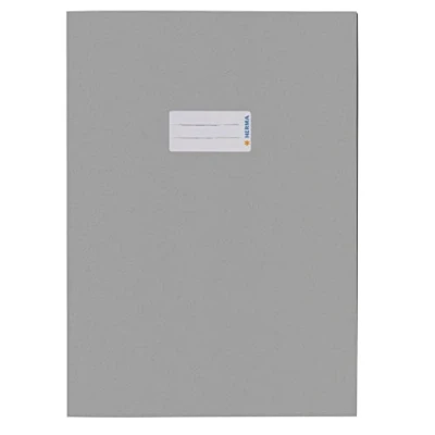 Image of HERMA Paper Exercise Book Cover A4, with Inscription Field, Made of 100% Recycled Paper, Slip on Jackets for School, Grey