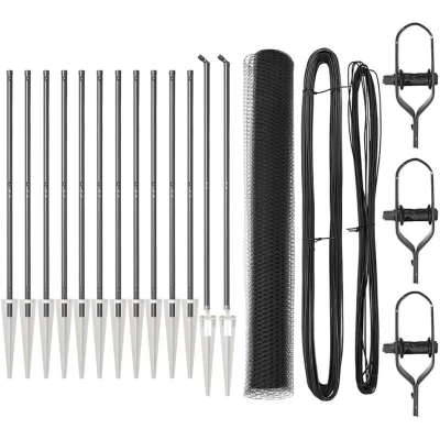 Image of vidaXL Fencing Set of 2 Grey Metal, Plastic 25 x 1.2 m Durable