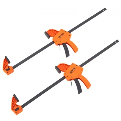Image of VEVOR Bar Clamps for Woodworking, 2 Pack 24&quot; One Handed Clamp/Spreader, Quick Change F Clamp with 300 lbs Load Limit, High Strength Plastic and Carbon Steel, Wood Woodworking Metal Working