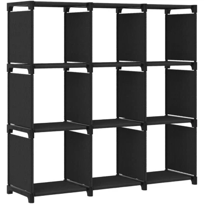Image of vidaXL 9 Cube Display Shelf Black 103x30x107.5 cm Fabric