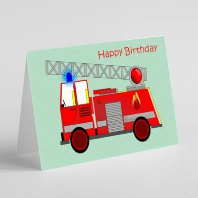 Image of Fire engine birthday card