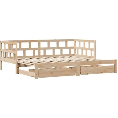 Image of vidaXL Living Bed Sofa with Drawers Guest without Mattress Frame 80x200cm Solid Pine Wood