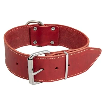 Image of JACK AND VANILLA, Large Dog Collar, Fat Leather, Red, Size 30 mm x 50 cm