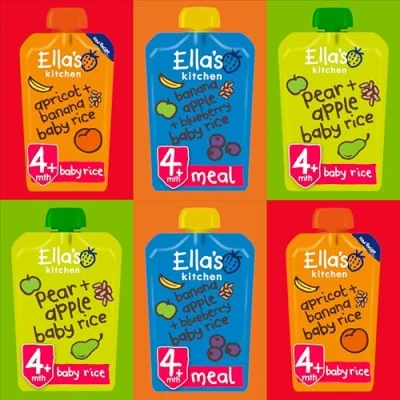 Image of Ella&#039;s Kitchen Baby Rice Mixed Case Selection Stage 1 from 4 Month 6 x 120g