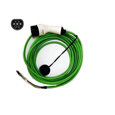Image of EV Extras Type 2 Tethered Cable 32 amp Green 5 metres