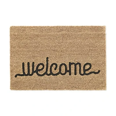 Image of Coconut Fiber Coir &#039;Welcome&#039; Doormat 40 x 60 cm Mat with Anti Slip pvc Underside, Brown Relaxdays