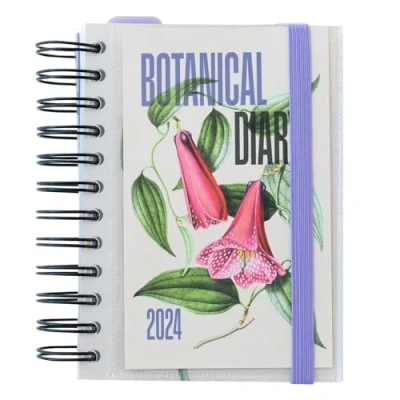 Image of Grupo Erik Botanical Trend 2024 Day To Page Diary January / December Weekly Planner With Stickers &amp; Pocket Bookmark Cute