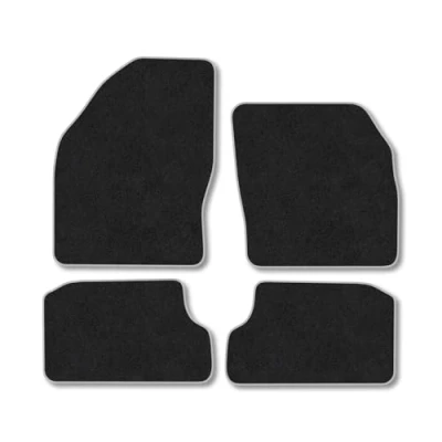 Image of Car s Compatible with withd Focus (2005 2011) [MK2] Tailored Fit Grey Trimmed Carpet Floor Set Accessory Black Custom Fitted 4 Pieces Clips Anti Slip Backing &amp; Trim Edging