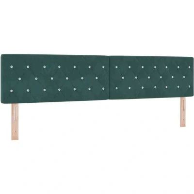 Image of vidaXL Headboard Crystal Button Tufted Dark Green 200 cm Velvet