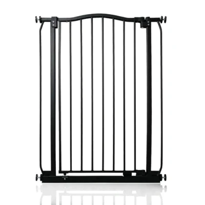 Image of Safetots Extra Tall Curved Top Safety Gate, 71cm 80cm, Matt Black, 100cm in Height, Pressure Fit Stair Baby Gate for Doors Hallways and Spaces, Barrier, Easy Installation