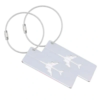 Image of mumbi Luggage Tag with Name Tag/Address Set of 2 Silver