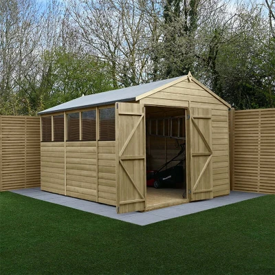 Image of 12&#039; x 8&#039; Forest Beckwood 25yr Guarantee Shiplap Pressure Treated Double Door Apex Wooden Shed (3.6m 2.61m)