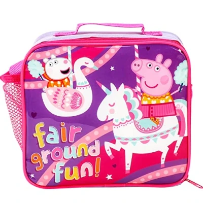 Image of TDL Peppa Thermal Insulated Lunch Bag, Zipper &amp; Side Pocket Back to School Sandwich (TEM_1225hv 1188x1)