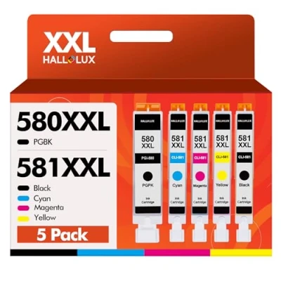 Image of PGI 580 CLI 581 XXL Ink Cartridge Compatible with Canon Multipack for Pixma TS6150 TS6151 TS6250 TR8550 TR7550 TS8150 TS8151 TS9150 TS9155 (PGBK Black Cyan Magenta Yellow 5 Pack