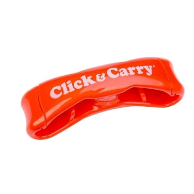 Image of Click &amp; Carry Grocery Bag Carrier With Soft Cushion Grip. Use as a Hands Free Carrier, Plastic Holder, Sports Gear More. and Ease (Red, 1 Pack)