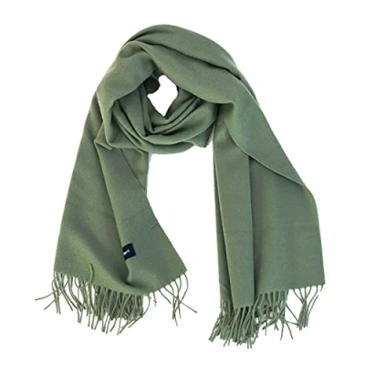 Image of Micoop Winter Cashmere Feel Scarf Solid Colour Pashmina Shawl Wraps Soft Warm blanket Scarves for Women Girls (Morandi Green)