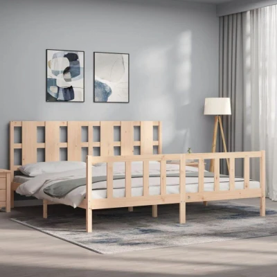 Image of vidaXL Bed Frame without Mattress 200x200 cm Solid Wood Pine