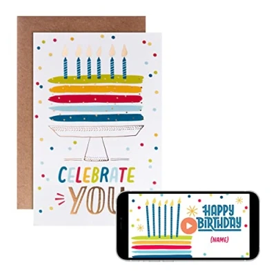 Image of Hallmark Video Greetings Birthday Card &#039;Celebrate You&#039; Cake Design