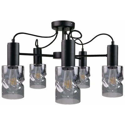Image of Inger Multi Arm Semi Flush Ceiling Light Black, 60cm, 5x E27