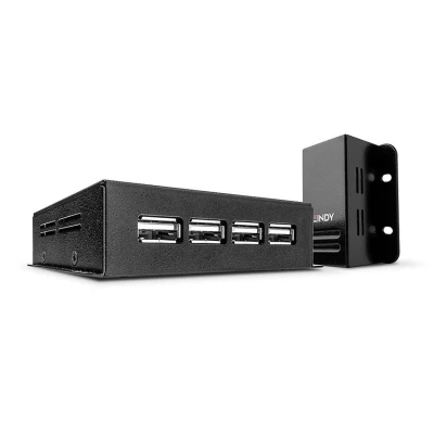 Image of LINDY 50m 4 Port USB 2.0 Cat.5 Extender, over Ethernet Cat. 5/5e/6, Extension for up to devices like printer, keyboard, mouse, stick, Power Supply included, Windows, Mac, Linux