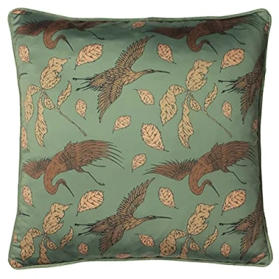 Image of Paoletti Harper Feather Filled Cushion, Polyester, Bay Green