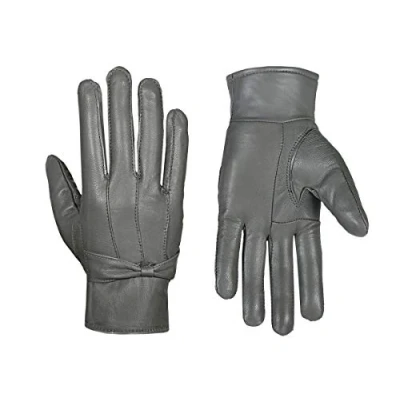 Image of SiXsigma Sports Ladies Leather Gloves Women&#039;s Soft Fleece Lined Coloured Genuine Bow Warm Winter (Charcoal Grey, Small/Medium)