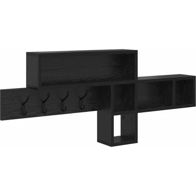 Image of vidaXL Wall mounted Coat Rack with Shelf Storage Black oak Engineered wood