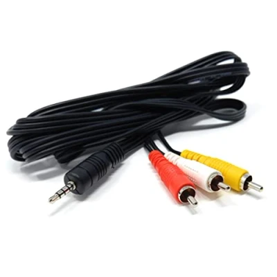 Image of DRUT 2m 3.5mm 4 Pole Jack Plug to 3 x RCA Phono Composite Audio Video AV AUX Lead Cable 6.5ft