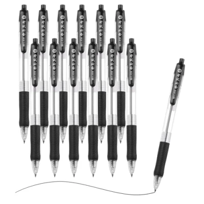 Image of M&amp;G Ballpoint Pen 0.5mm, 12pcs Retractable Fine Point Black Ink Click Ball Writing Supplies for Journaling Home Office Classroom, Clear