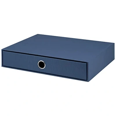 Image of Rössler Soho 1 Drawer Filing Storage Box for A4 Navy Blue