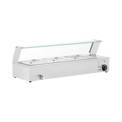 Image of Royal Catering RCBM_GN1/2_2 Bain Marie 2,000 W 3 GN 1/2 Drain Tap Gastronorm Container Water Bath (Stainless steel / Glass (tempered), 30 110 C, Total Capacity x 6 L)