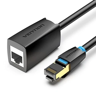 Image of VENTION Cat8 Ethernet Extension Cable 3m Flat Extender 40Gbps 2000MHz High Speed Network Lan RJ45 Male to Female Patch Cord Connector STP for PC Switch Router