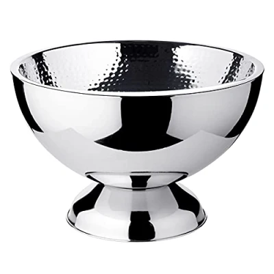 Image of EDZARD Bowl Champagne Cooler Cadiz, Stainless Steel, Double Walled, Inside Hammered, Diameter 12,6 in, Height 8,3 in