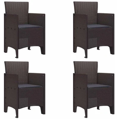 Image of vidaXL Garden Chairs with Cushions 4 pcs Brown Poly Rattan