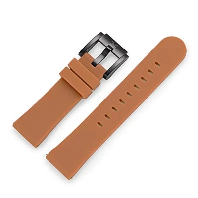 Image of TW steel Marc Coblen silicone watch strap, 22 mm, with clasp, brown, Strap.