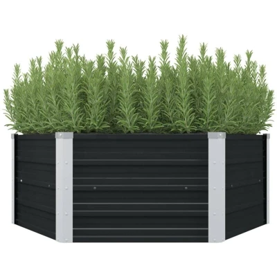 Image of vidaXL Raised Garden Bed Anthracite 129x129x45 cm Galvanised Steel