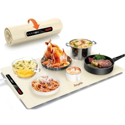 Image of LAUDLIFE Electric Warming Tray with Adjustable Temperature, Foldable Food Warmer Features Sleek Design &amp; Fast Heating, Buffet Server and for Parties, Family Gatherings, Sabbath, Holidays (BW601)