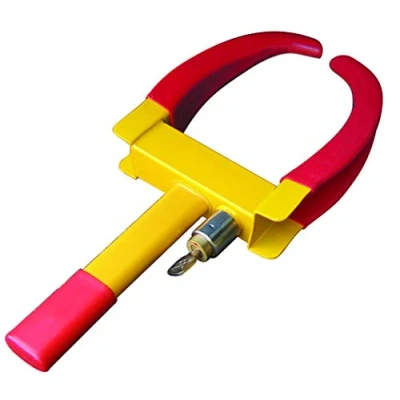 Image of Streetwize Heavy Duty Vehicle Clamps Car/Van/Caravan Supplied with 3 Keys Comes in a Yellow/Red Colourway Max Tyre width 279.5mm