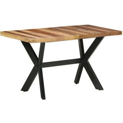 Image of vidaXL Solid Acacia and Rubberwood Industrial Style Dining Table with Honey Finish Handmade, Sturdy Construction for Kitchen or Room