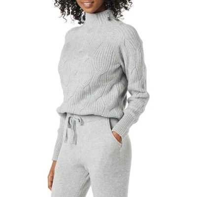 Image of Amazon Essentials Women&#039;s Soft Touch Funnel Neck Cable Jumper, Grey Heather, L