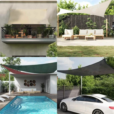 Image of vidaXL Sunshade Sail 160 g/m² Triangular Sand 4x4x5.8 m HDPE