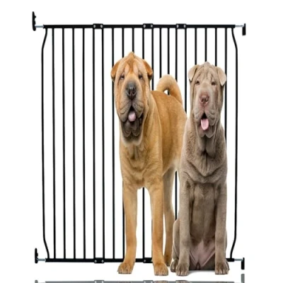 Image of Bettacare Extra Tall Eco Screw Fit Pet Gate, Black, 120cm 130cm, Gate 100cm in Height, Fitted Dog Safety for Puppy