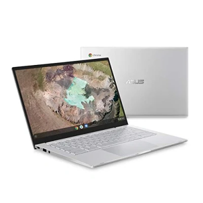 Image of ASUS Chromebook C425 Clamshell Laptop, 14&quot; FHD 4 Way NanoEdge, Intel Core m3 8100Y Processor, 4GB RAM, 128GB eMMC Storage, Backlit KB, Silver, Chrome OS, C425TA AS348F