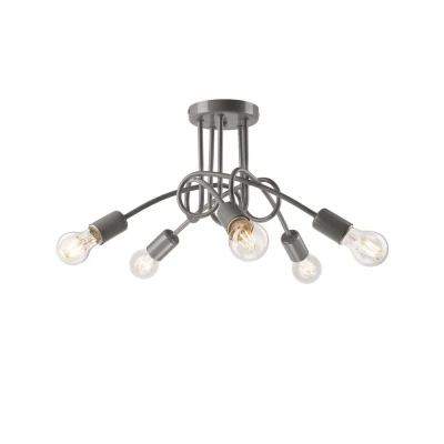 Image of Camilla Multi Arm Semi Flush Ceiling Light Gray, 5x E27