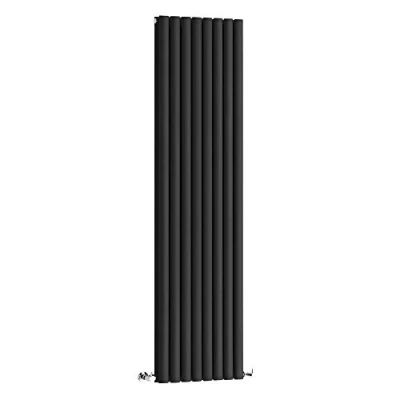 Image of Milano Aruba Black Vertical Double Oval Panel Radiator 1780mm x 472mm