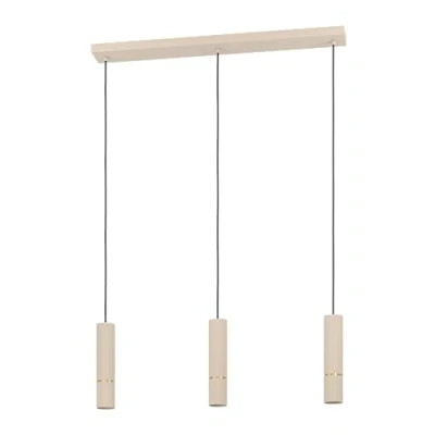 Image of EGLO Caminia pendant light, sand colour, length 77 cm, steel, 3 bulb.
